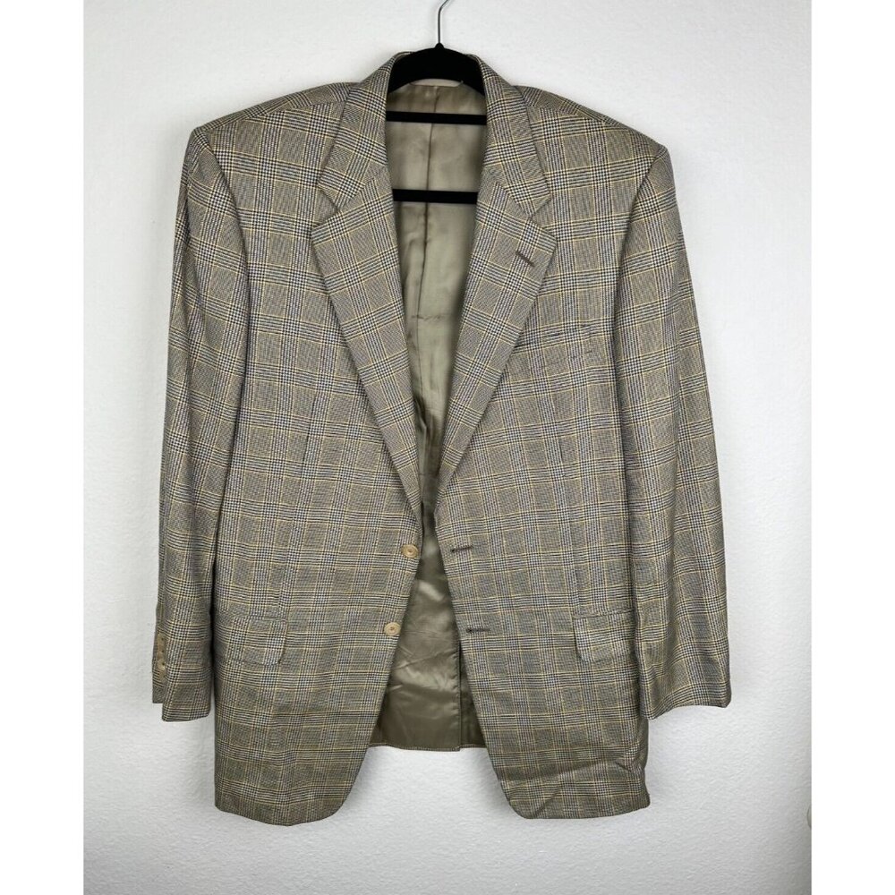 Hickey Freeman Blazer Men 42L Oakbrook Silk Wool Blend Sport Coat Plaid